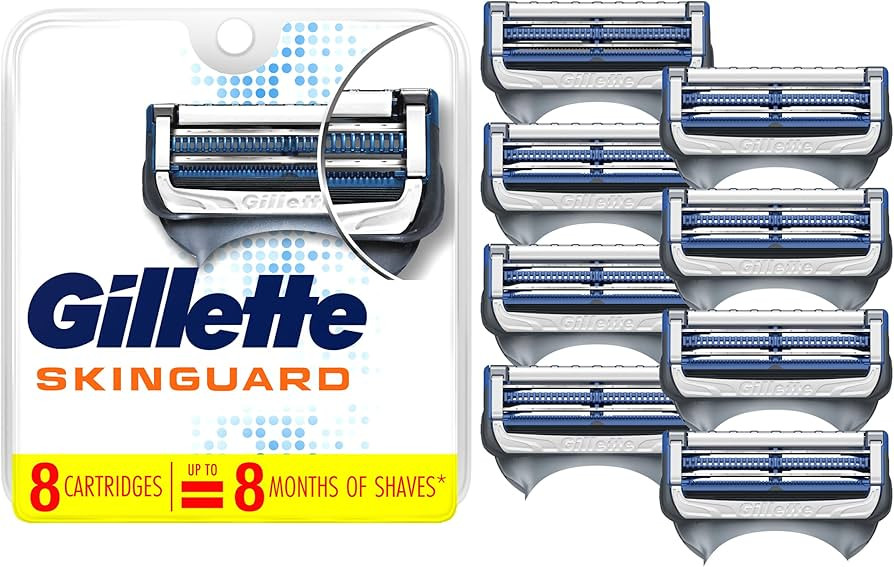 Gillette SkinGuard Men's Razor Blade Refill for Sensitive Skin, 8 Blade Refills, WHITE,NAVY BLUE | Amazon (US)