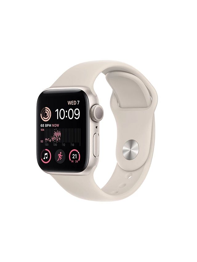 2022 Apple Watch SE (2nd Generation) GPS, 40mm Starlight Aluminium Case with Starlight Sport Band... | John Lewis (UK)