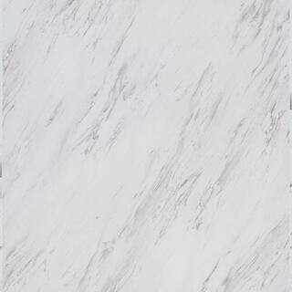 Carrara Marble 4 MIL 12 in. W x 24 in. L Peel and Stick Waterproof Vinyl Tile Flooring (20 sqft/c... | The Home Depot