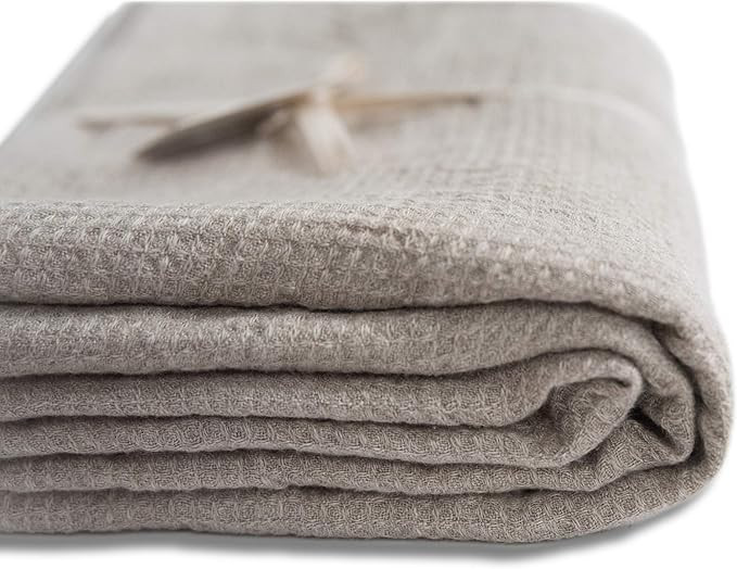 100% Linen Bed Throw Blanket - Extra Large Bath Towel 60x80-inch Natural Waffle Weave Flax Linen ... | Amazon (US)