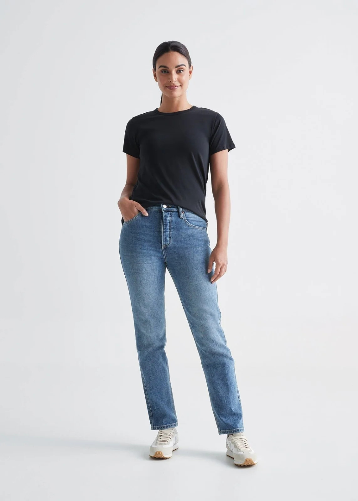 Midweight Denim High Rise Straight (Button Fly) - Vintage | DUER