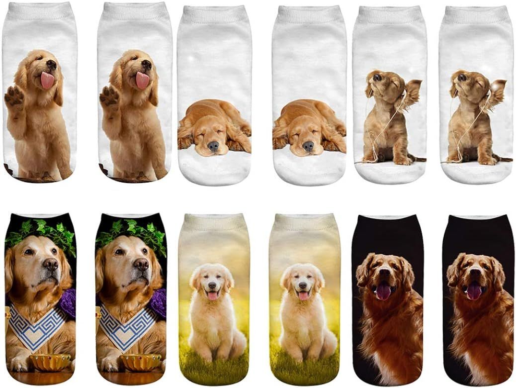 Angelteers Unisex's Lovely 3D Golden Retriever Ankle Socks for Young Dog Lover, Golden Retriever,... | Amazon (US)