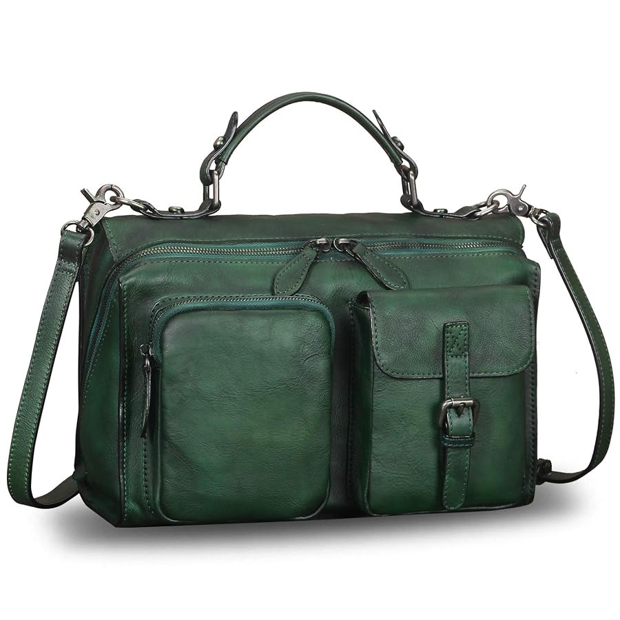 Genuine Leather Messenger Bag Satchel for Women Handmade Vintage Top Handle Crossbody Handbag Pur... | Amazon (US)