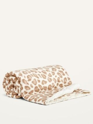 Patterned Micro Performance Fleece Sherpa-Lined Blanket | Old Navy (US)