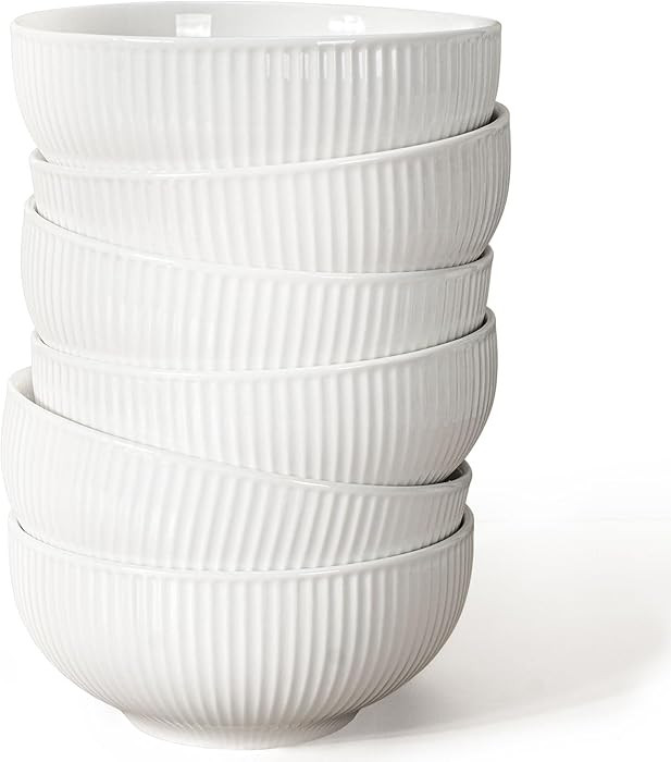 Artena Cereal Bowls 26 OZ, Ceramic Soup Bowls For Kitchen, Embossment Bowls For Rice Pasta Salad,... | Amazon (US)