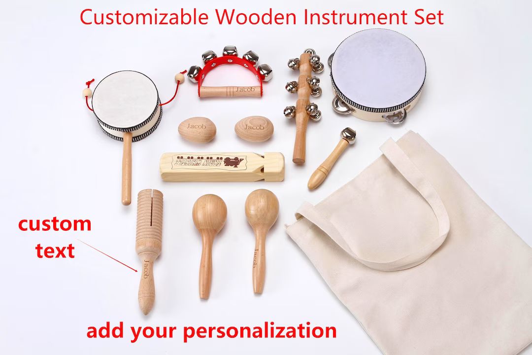 12Pcs Custom Wooden Musical Instrument Set, Personalized Wooden Instrument Kit, Montessori Toddle... | Etsy (US)