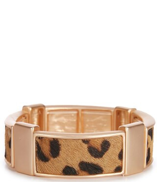 Southern Living Leopard Print Calf Hair Rectangular Metal Stretch Bracelet | Dillard's | Dillard's