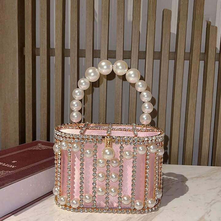 Ladies Diamond Dinner Bag Fashionable Handbag Metal Crossbody Unique Design Bucket Bag Versatile ... | SHEIN