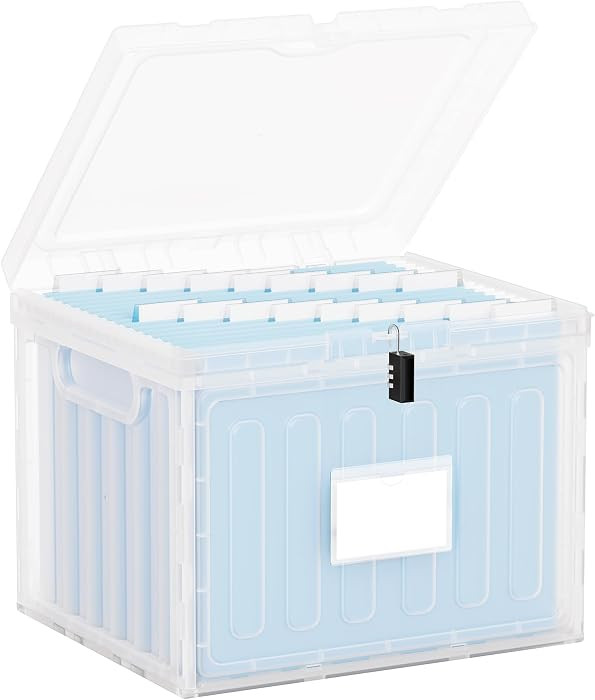 Oterri Plastic File Box with Lid for Letter Size Hanging File Folders, Hanging File Folder Box fo... | Amazon (US)