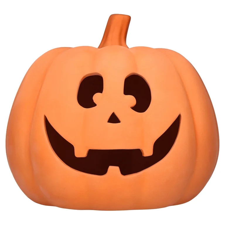 Jack-o'-Lantern Decoration, Terracotta, 9.25", Halloween by Way To Celebrate | Walmart (US)