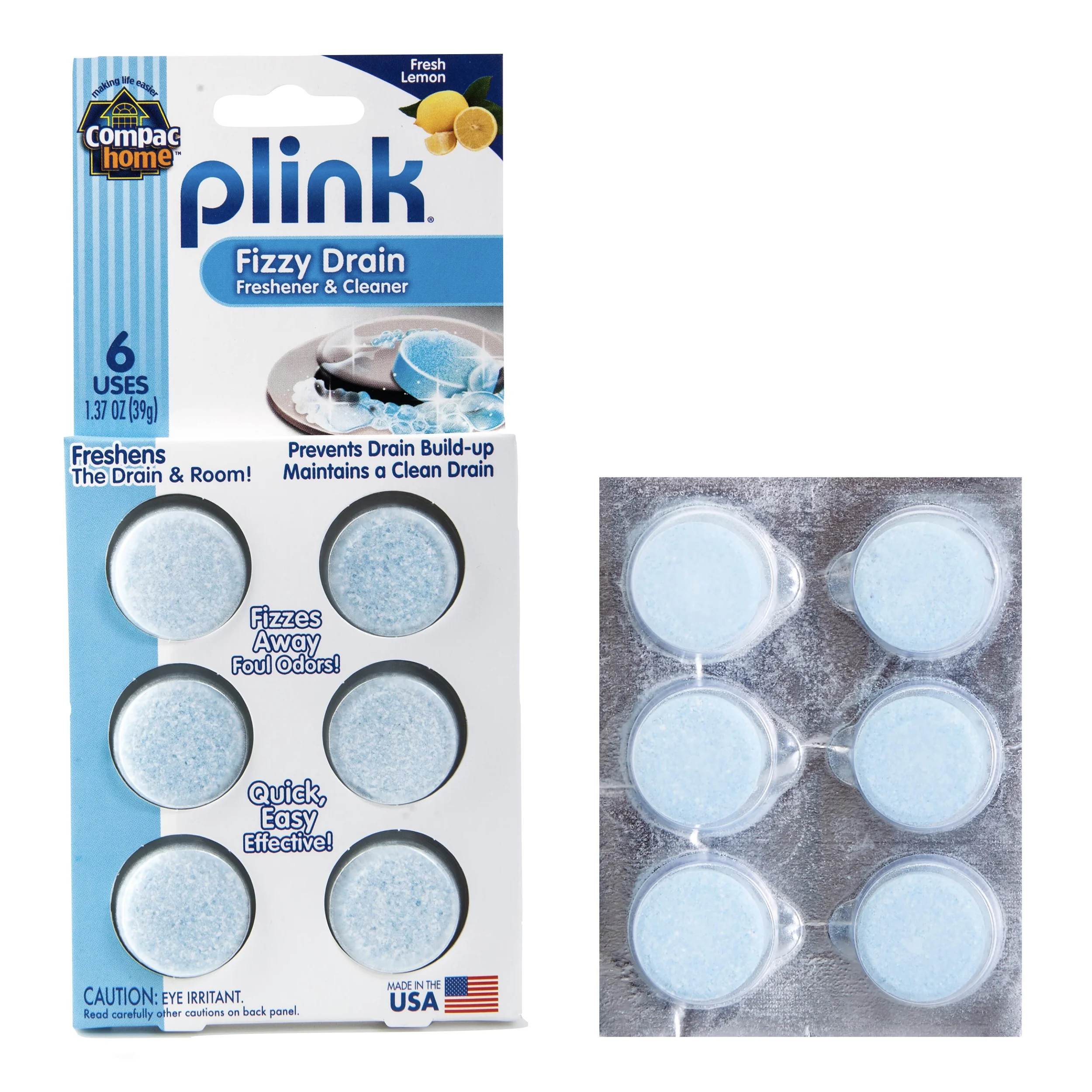 Compac Home Plink Fizzy Drain Cleaner/Deodorizer Tablets Cleans Grime From Your Drain, Freshens K... | Walmart (US)