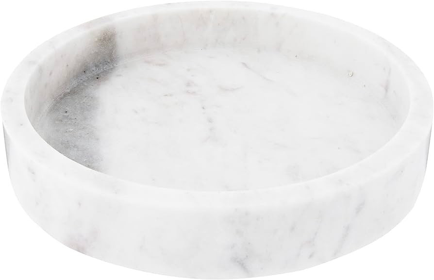 Creative Co-Op Minimalist Round Carved Marble Tray or Charcuterie Board, White | Amazon (US)