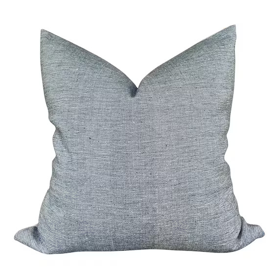Kufri Raw Solid Designer Pillow Cover in Denim // Indigo Blue - Etsy | Etsy (US)