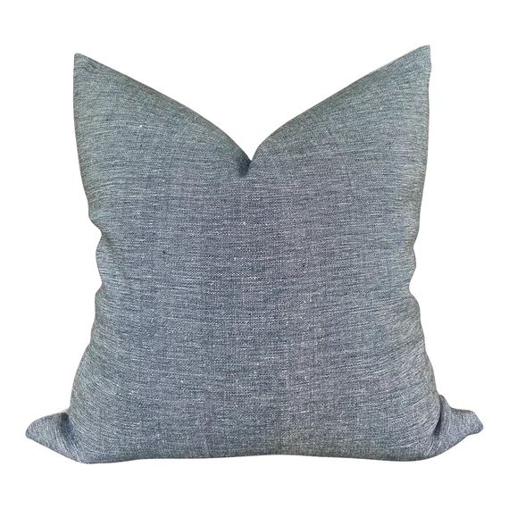 Kufri Raw Solid Designer Pillow Cover in Denim // Indigo Blue - Etsy | Etsy (US)
