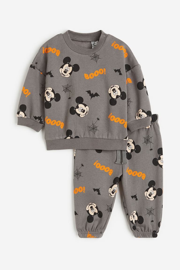 2-piece Sweatshirt Set - Dark gray/Mickey Mouse - Kids | H&M US | H&M (US + CA)