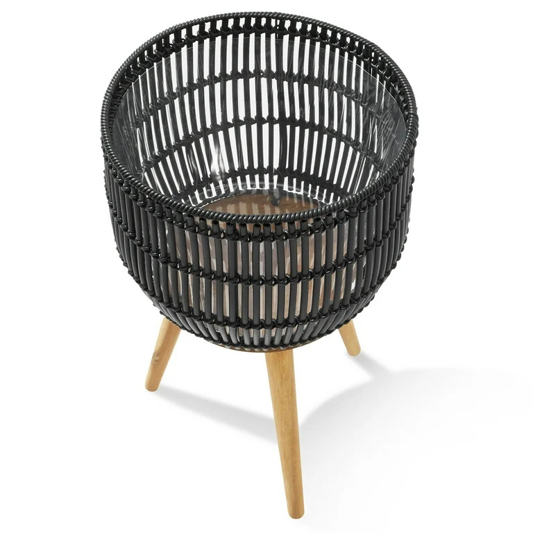 Casafield Floor Planter with Wood Legs in Black, Planter Basket with Stand, Large Plant Pot Cover... | Walmart (US)