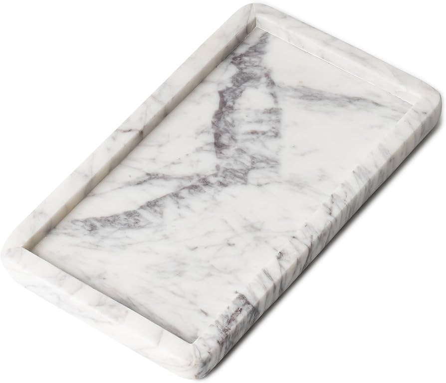 Cork & Mill Marble Tray for Bathroom Countertop, Kitchen Counter, or Catchall - 8 3/4" x 5" Small... | Amazon (US)