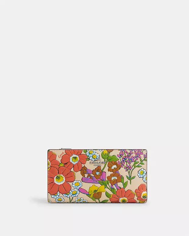 Slim Zip Wallet With Floral Print | Coach Outlet CA