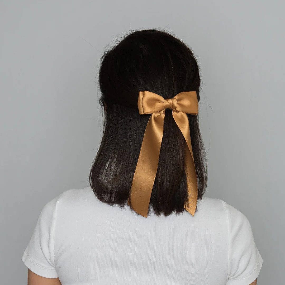Satin Tie Bow, Satin Barrette Bow, Long Tail Hair Bows, Women Bows, Hair Bows for Girls, Adult Bo... | Etsy (US)