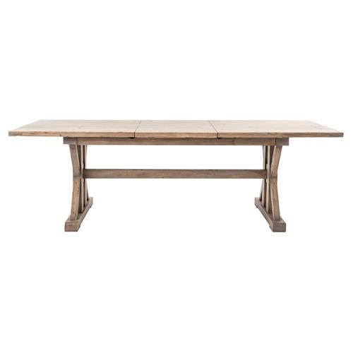 Lyle Lodge Natural Reclaimed Wood Trestle Extendable Dining Table - 72-96"W | Kathy Kuo Home