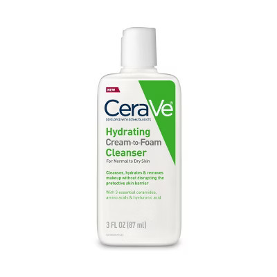 CeraVe Hydrating Cream-to-Foam Face Wash - 3 fl oz: Paraben-Free, Non-Toxic, Suitable for All Skin Types | Target