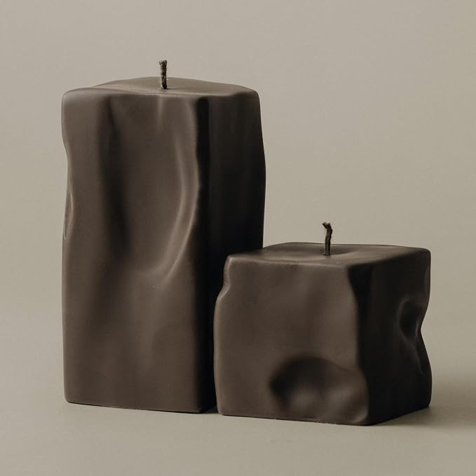 LAWA Raw Block Set of 2 Candle - Beautiful Handmade Pillar Scented Soy Wax Elegant Aesthetic Cand... | Amazon (US)