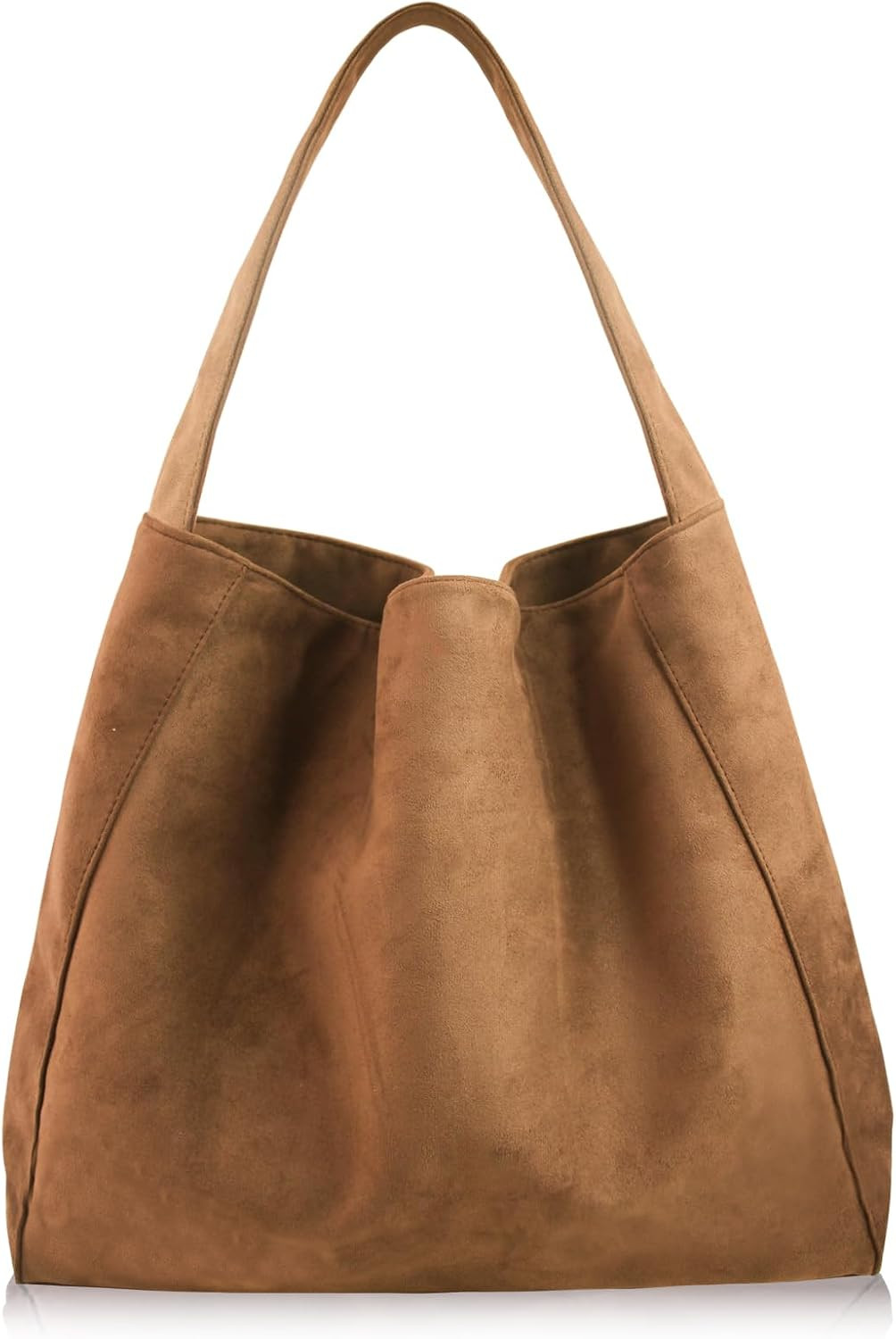 Brown Suede Bags for Women - Large Slouchy Brown Hobo Tote Handbag, Faux Suede Slouchy Purse Shoulder Bag Travel Winter Fall | Amazon (US)