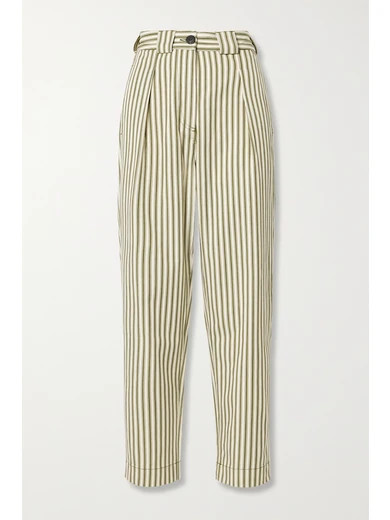 Mara Hoffman - Net Sustain Jade Striped Tencel And Organic Cotton-blend Twill Tapered Pants - Ecru | NET-A-PORTER (US)