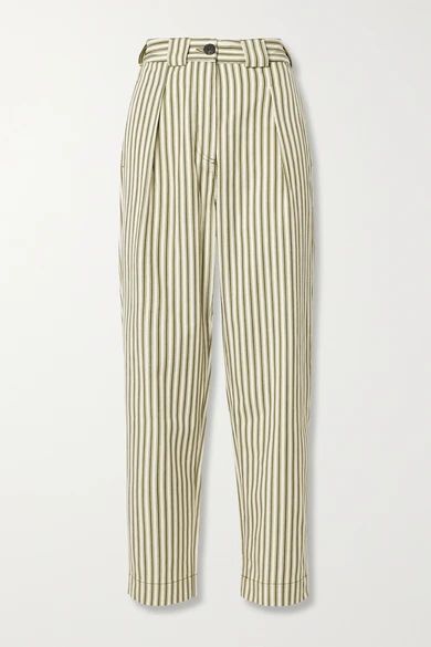 Mara Hoffman - Net Sustain Jade Striped Tencel And Organic Cotton-blend Twill Tapered Pants - Ecru | NET-A-PORTER (US)