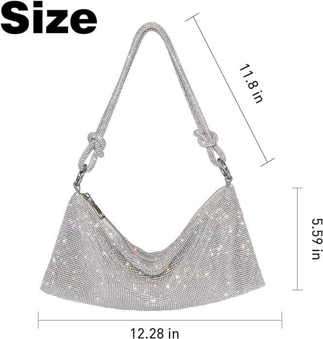 oexe Rhinestone Purse Sparkly Bag Diamond Purses for Women Hobo Bag Upgrade Evening Prom Rhinesto... | Amazon (US)