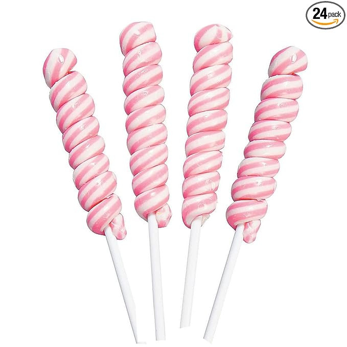 Pink Twisty Lollipops - 24 Unicorn Suckers Individually Wrapped Bulk - Baby Shower Candy - Gender... | Amazon (US)