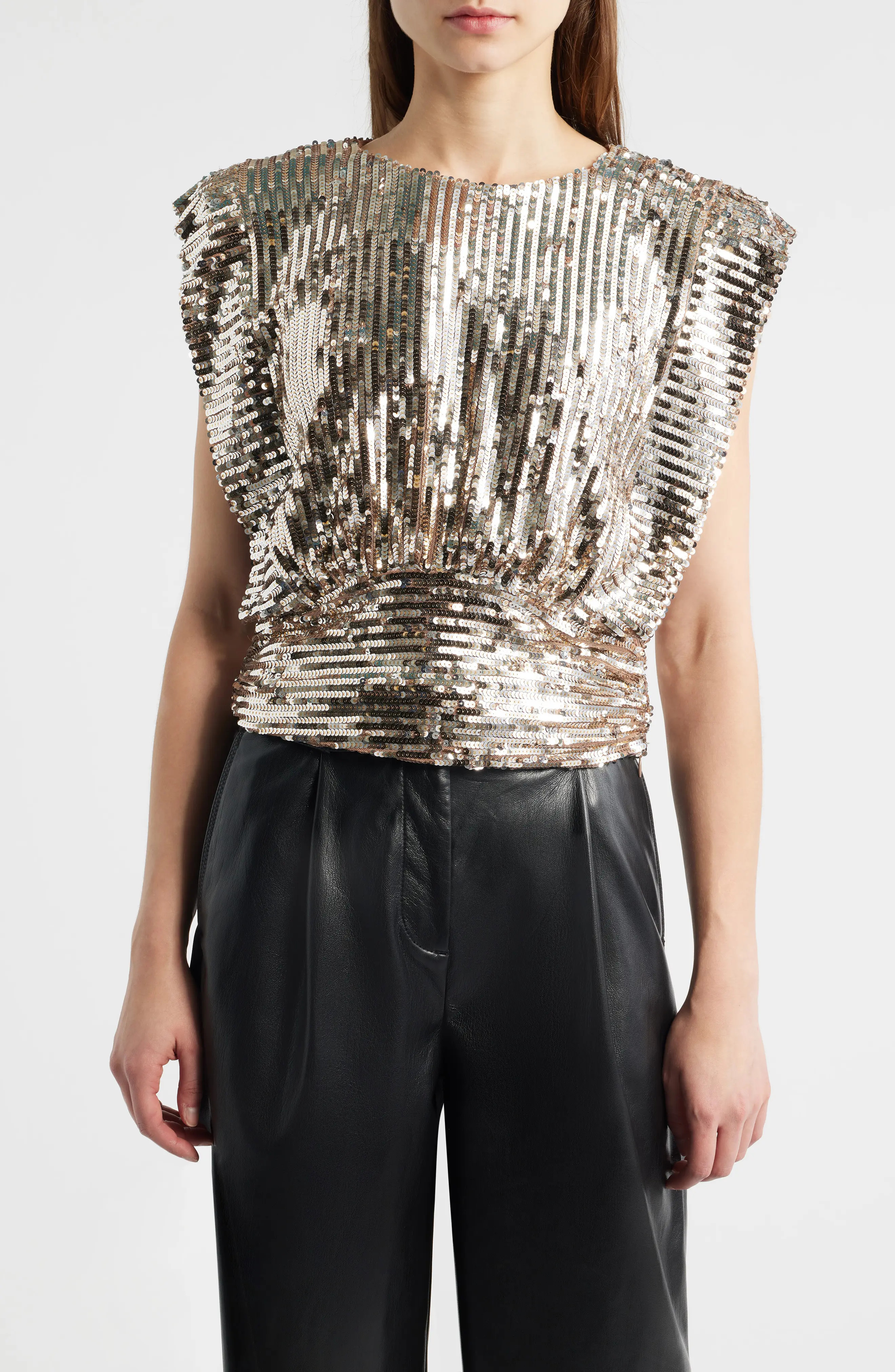 BOSS Illana Sequin Crop Top in Orge at Nordstrom Rack, Size 16 | Nordstrom Rack