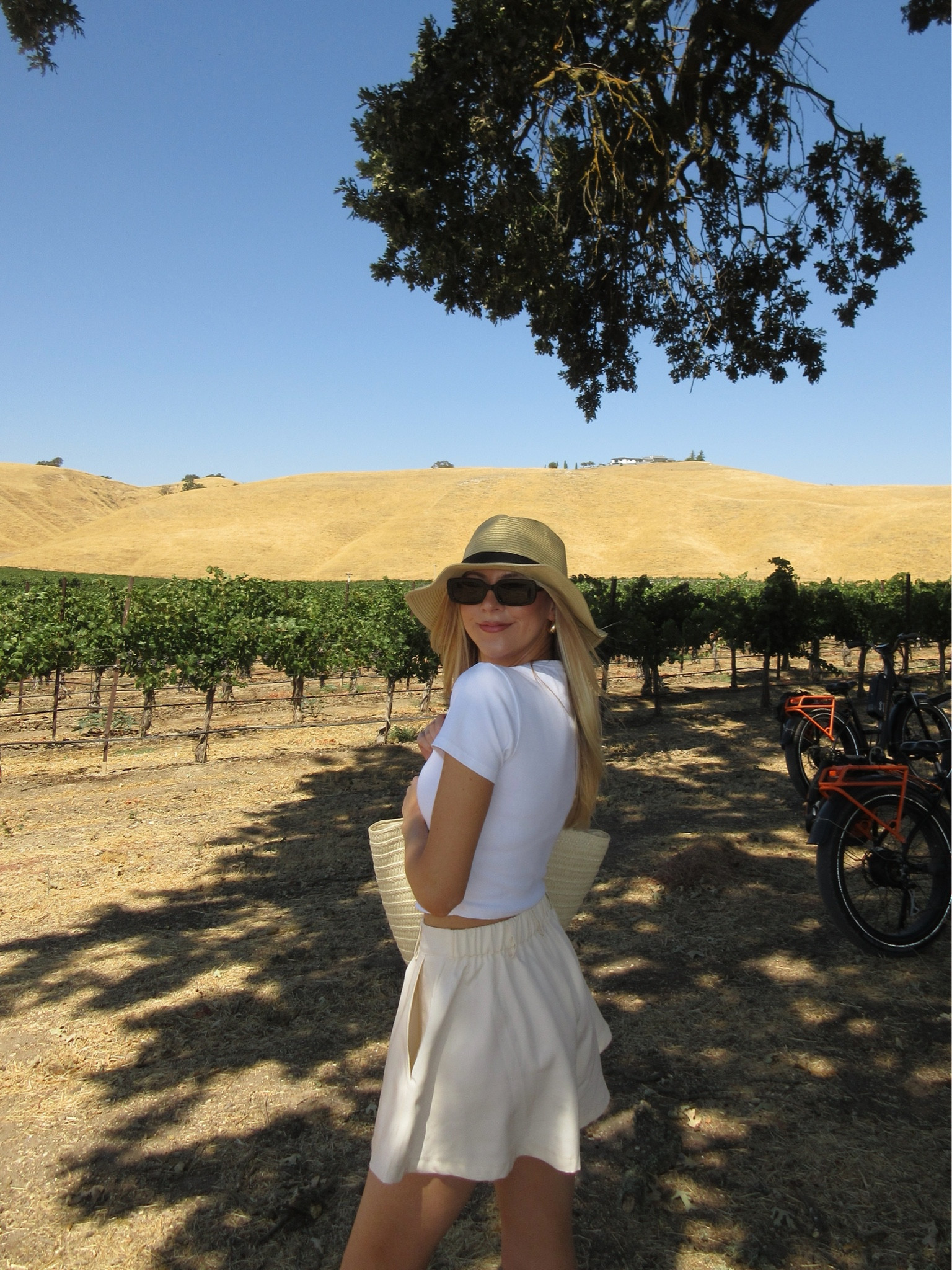 Winery outfit, biking outfit, biking through the vineyards, bike outfits, active outfits, vacation, outfits, active vacation, outfits, bike tour, outfits, wine, tasting outfit, vineyard outfit, weekend outfit, California fall, perfect white T-shirt, favorite white T-shirt, transitional outfits 🍇🧺

#LTKStyleTip #LTKFindsUnder50 #LTKActive