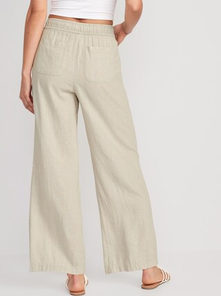 High-Waisted Linen-Blend Wide-Leg Pants for Women | Old Navy (US)