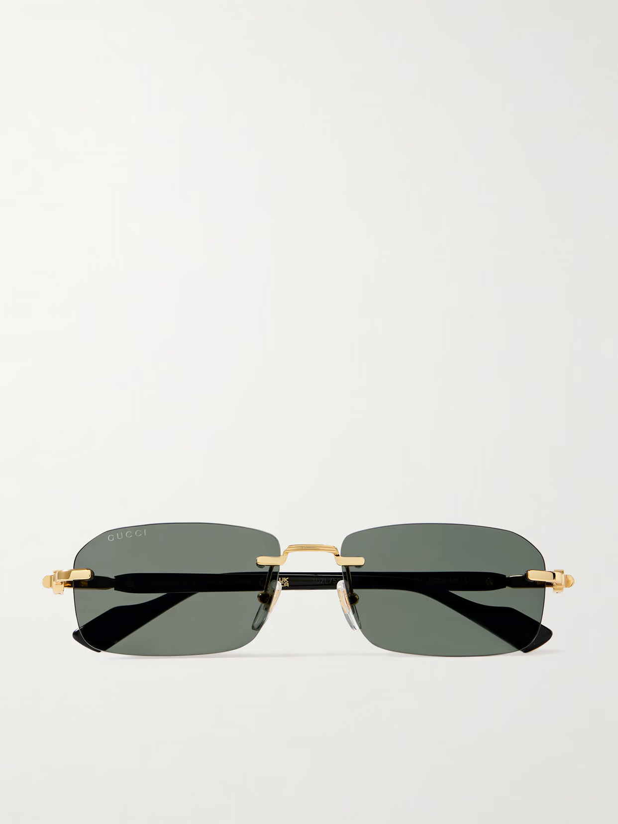GUCCI EYEWEAR - Rimless Sqaure-frame Gold-tone And Acetate Sunglasses - Black | NET-A-PORTER (US)