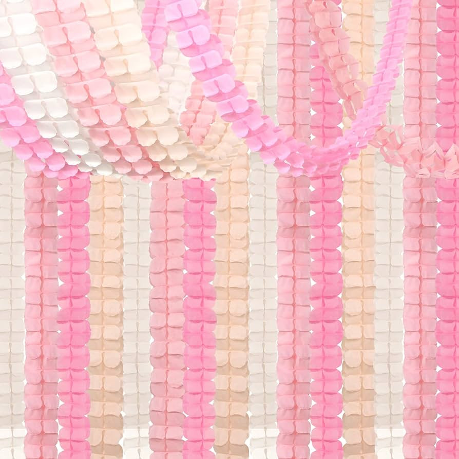Pink-White Peach Party-Decorations Streamers Garland - 157Ft Four-Leaf Clover Hanging Banner,Wedd... | Amazon (US)