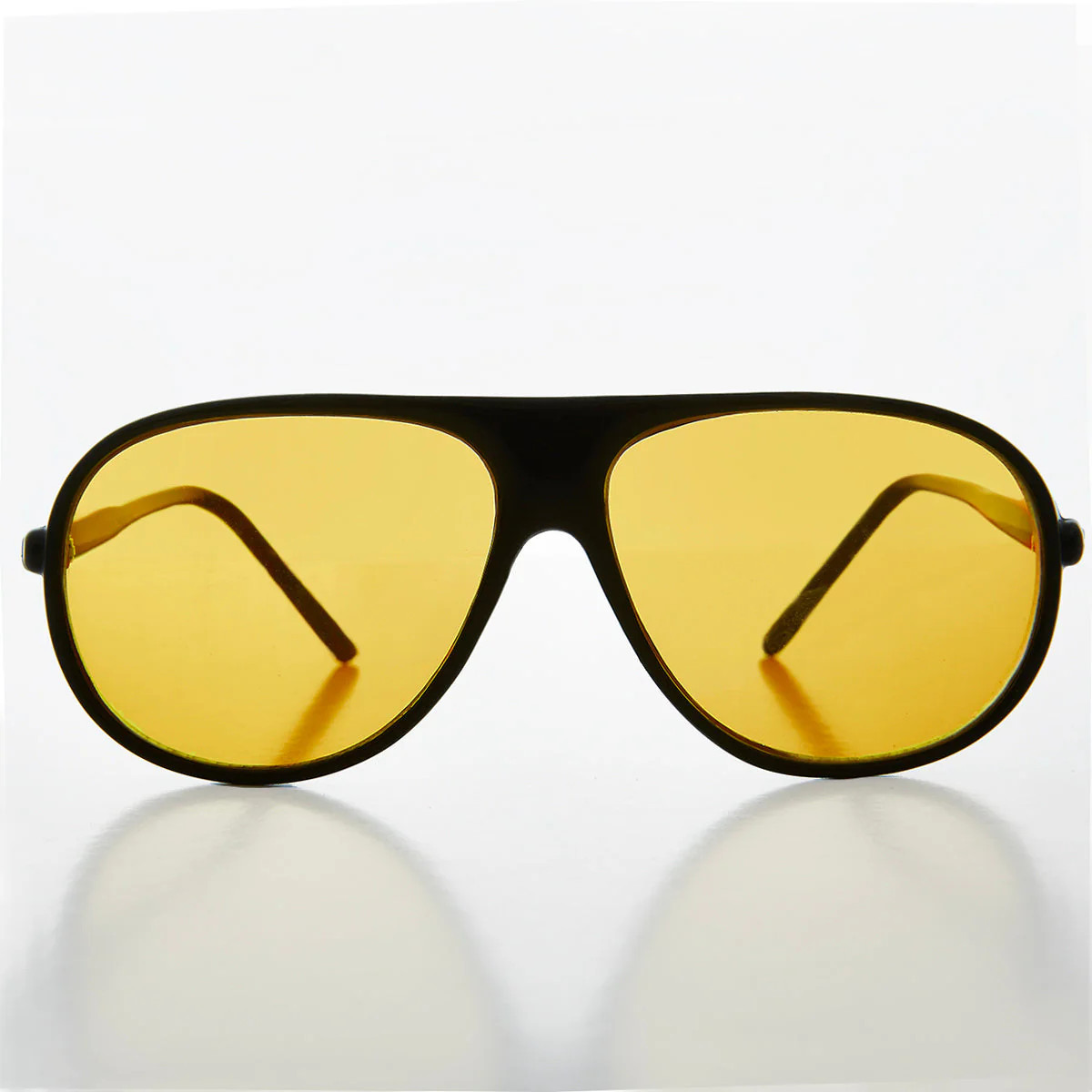 Pilot Sunglasses with Yellow Lenses - Bright Black | Casual Chic Boutique
