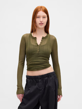 Sheer Rib Henley Sweater | Gap | Gap (US)