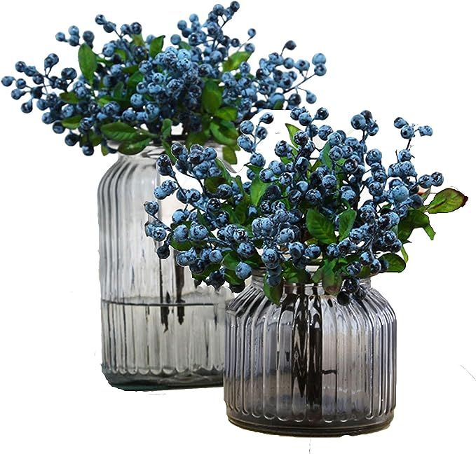 Fake Artificial Flowers California Berries Branches Picks Blueberry Fruit for Christmas Home Hote... | Amazon (US)
