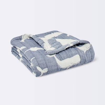 Muslin Quilt Blanket Whales - Cloud Island™ | Target
