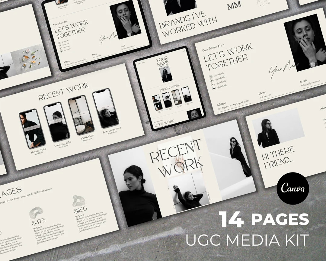 14 Page UGC Portfolio Canva Template for User Generated Content Creators and Social Media Influen... | Etsy (US)