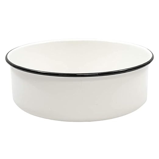 Tablecraft Enamelware Collection Black Rim Solid White Enamel Round Serving Tray, Camping, Farmho... | Amazon (US)