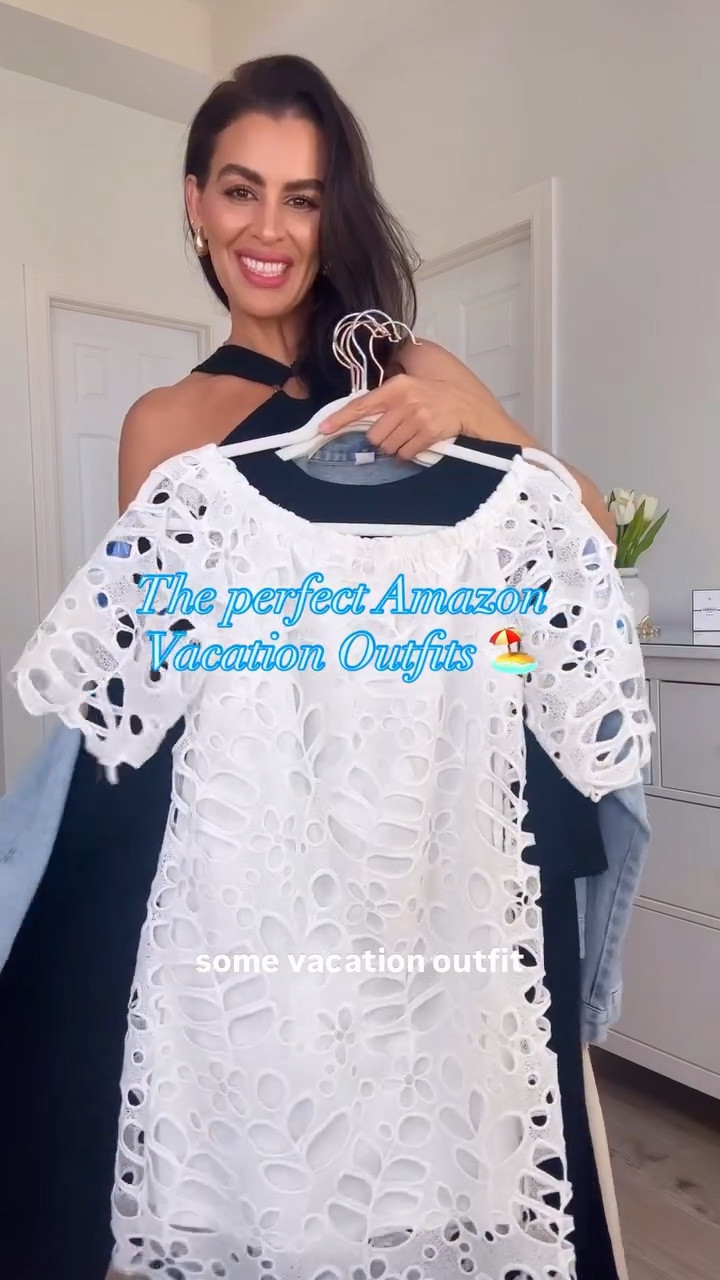 🏖️Vacation outfits🩱 Amazon Vacation Outfits ☀️
Wearing a size S in all dresses, set & swimsuit.
Size M in jeans jacket.
Button down is one size.
Spring vacation, spring brake #LTKSpringSale

#LTKFindsUnder50 
From beautiful beach dresses, matching sets, to super chic swimsuit and cover ups. 
#vacationtime #amazonfashion #springbreakstyle #springstyle #resortwear

#LTKSwim #LTKOver40 #LTKSeasonal