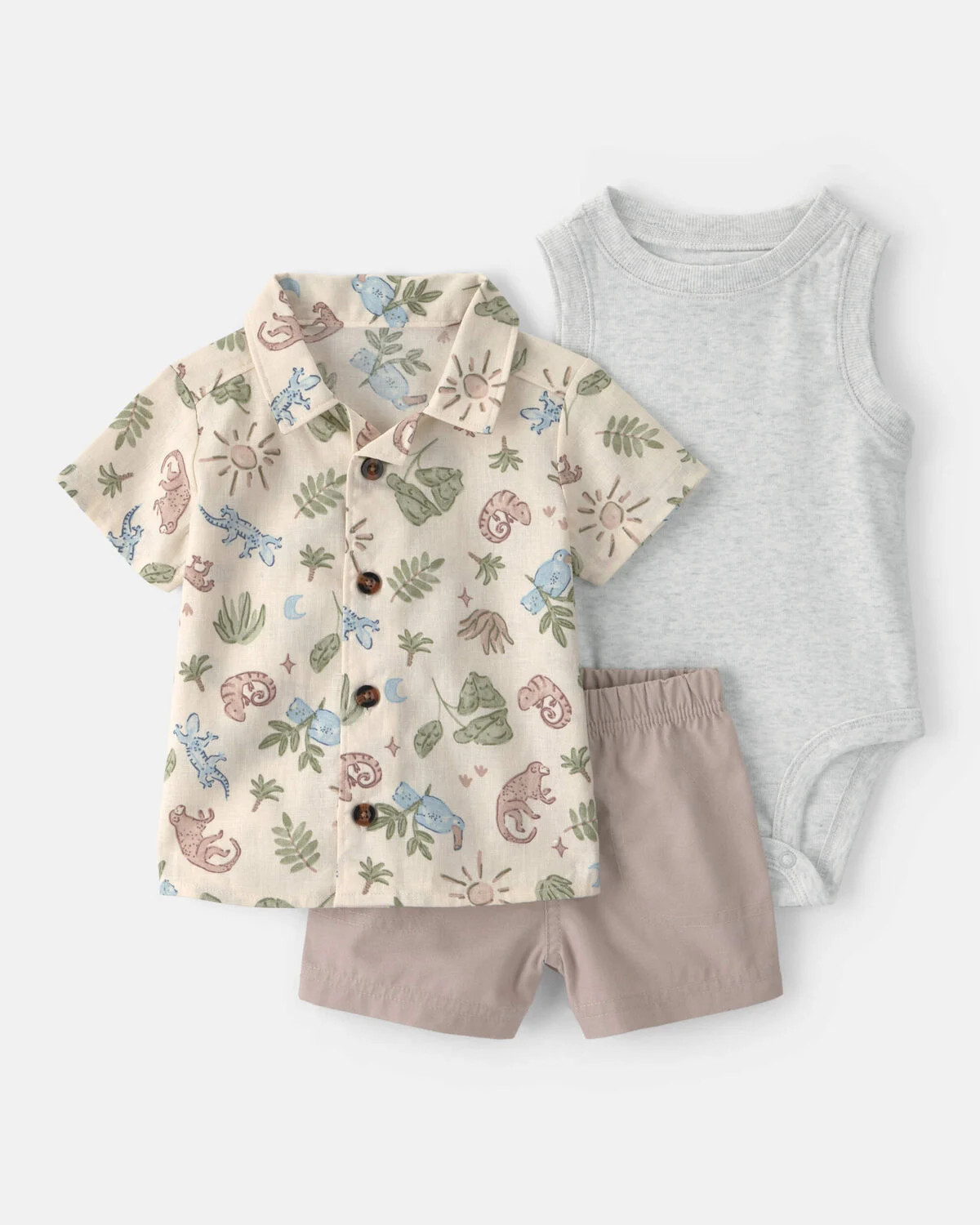 Baby Boy 3-Piece Desert Short-Sleeve Top & Short Set | Carter's | Carter's Inc