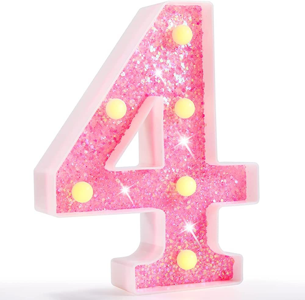 Pooqla Marquee Numbers Lights, light up Numbers Battery Powered, Glitter Lighted Numbers for Birt... | Amazon (US)