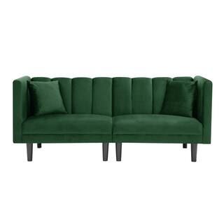 ANGELES HOME 73.2 in. W Green Velvet Twin Size Sofa Bed | The Home Depot