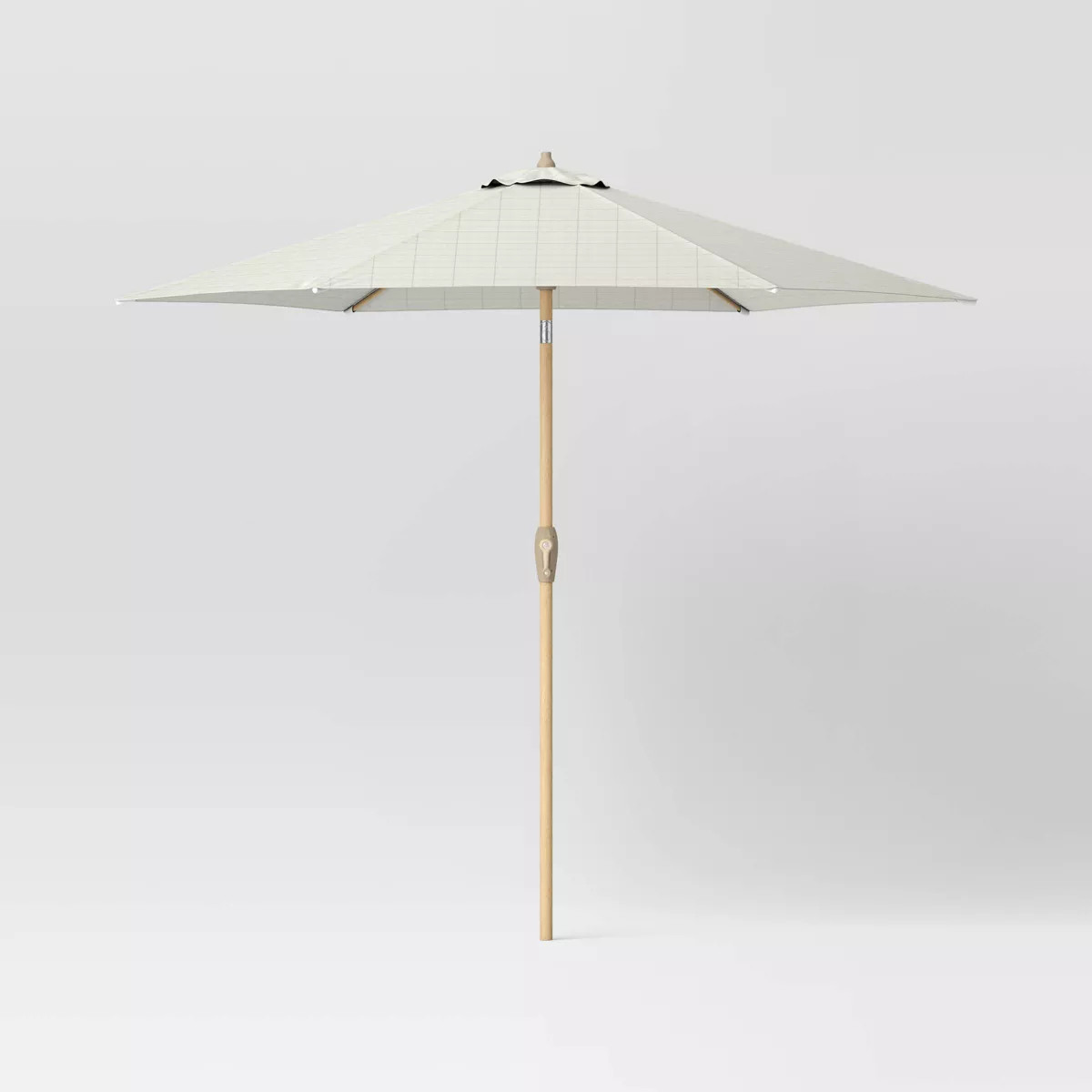 9' Round Grid Outdoor Patio Market Umbrella Cream with Light Wood Pole - Threshold™ | Target