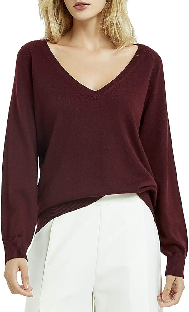 KALLSPIN Women's Wool Blended Sweater Pullover V Neck Long Sleeve Fashion Sexy Knitted Pullover | Amazon (CA)