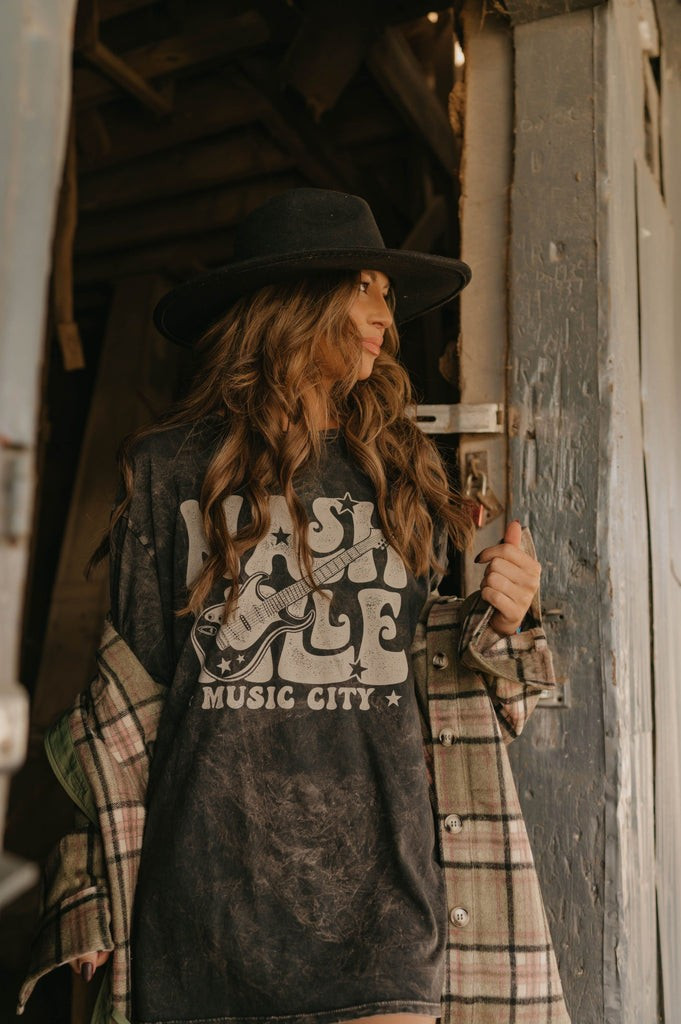 Vintage Black Nashville Graphic T-Shirt | She Is Boutique