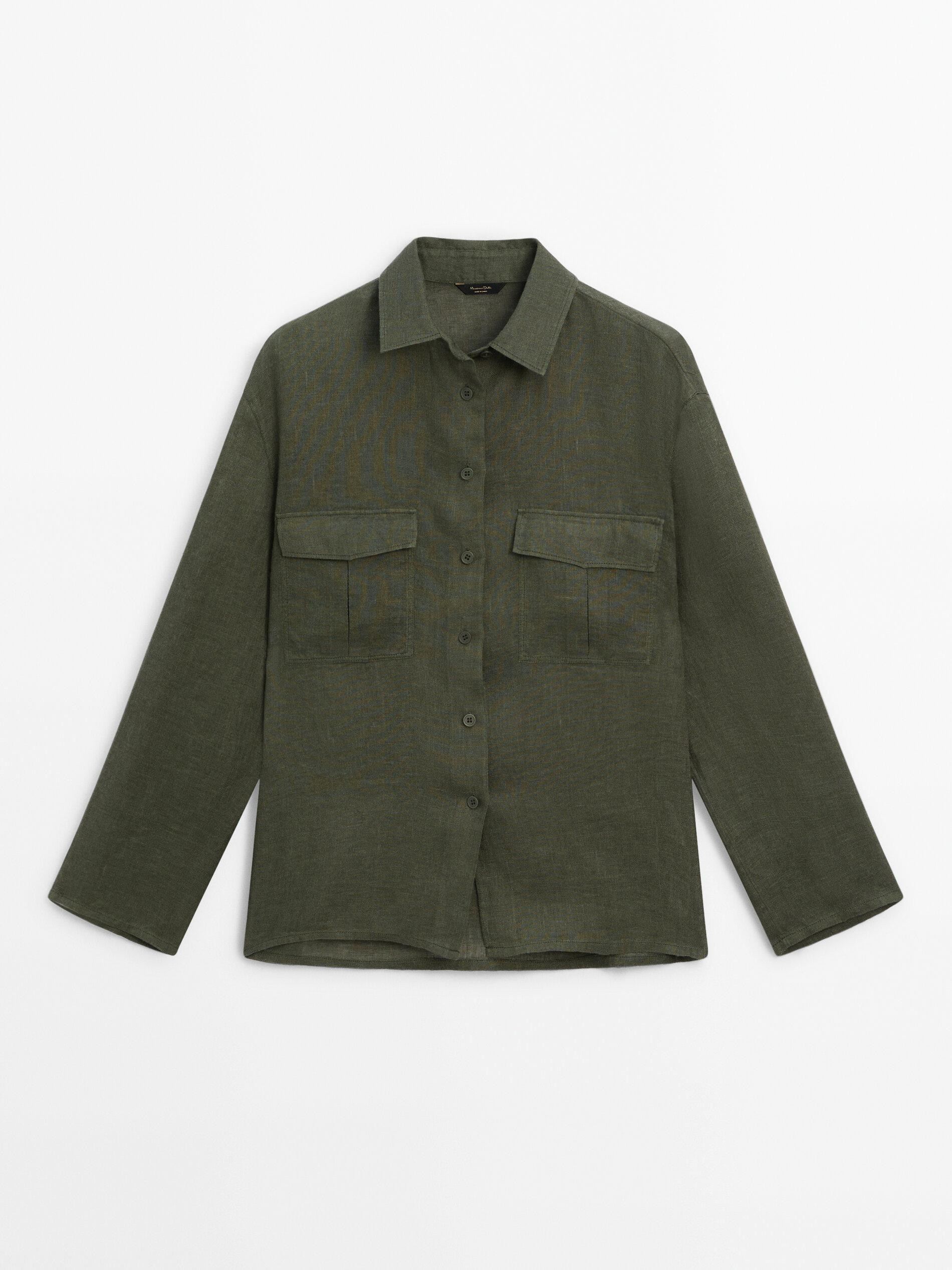 100% linen shirt with pockets | Massimo Dutti US